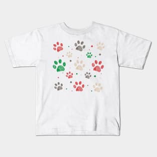 Trace doodle paw prints with stars Kids T-Shirt